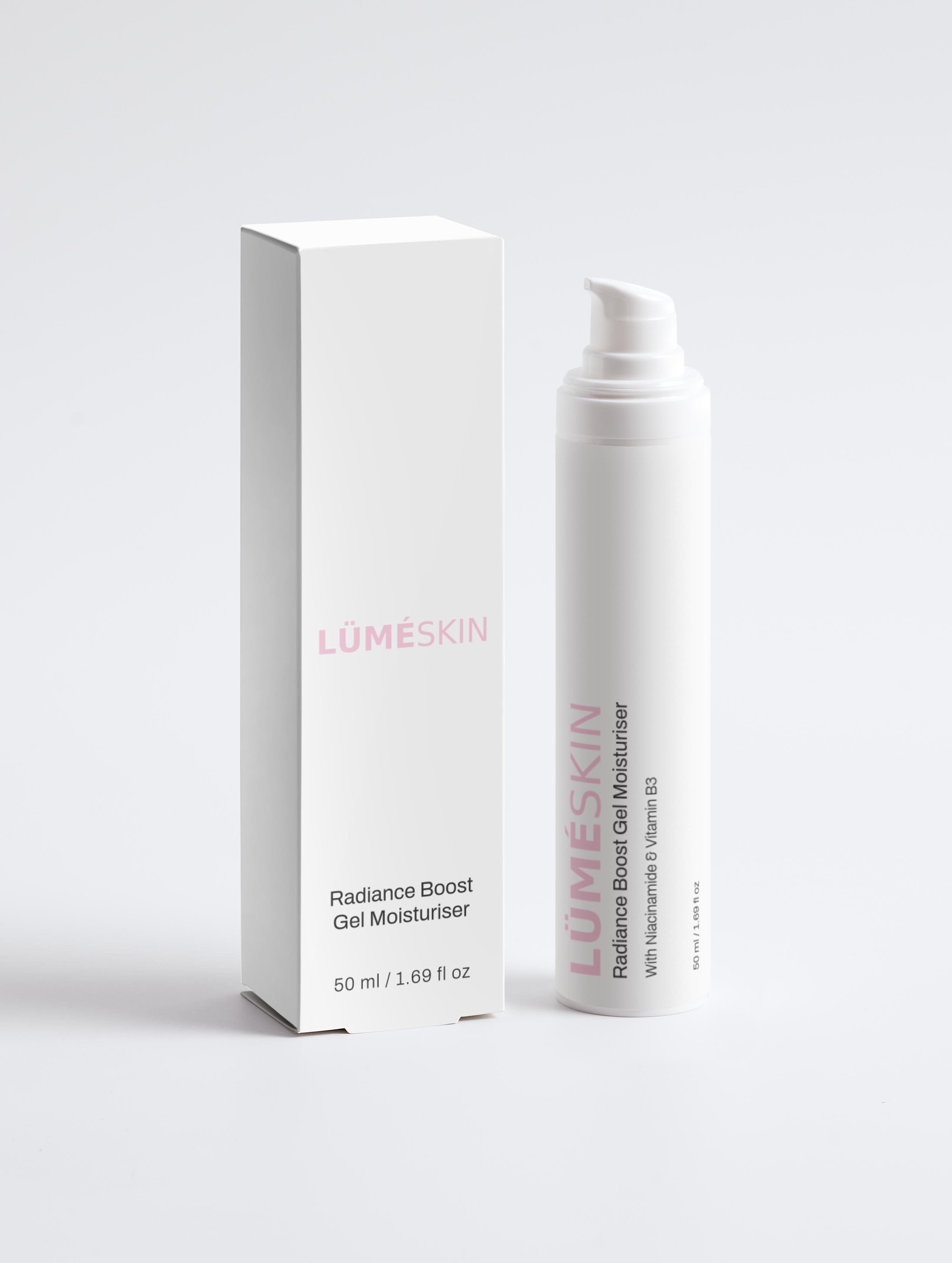 LÜMÉSKIN Radiance Boost Gel Moisturiser jar lightweight face gel
