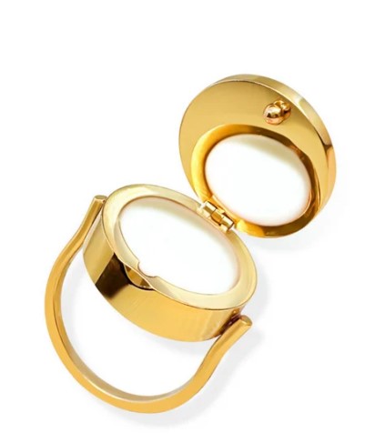 Evil Eye Lip Balm Ring in 14K Gold