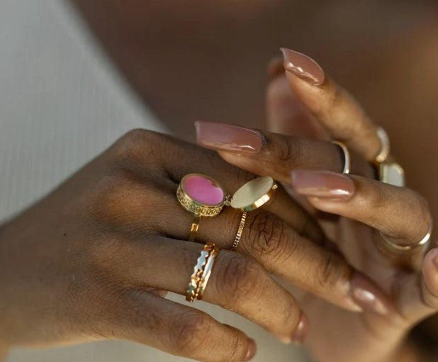 Boho Lip Balm Ring in 14K Gold