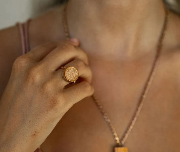 Boho Lip Balm Ring in 14K Gold