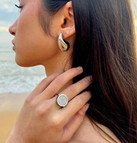 Boho Lip Balm Ring in Stainless Steel