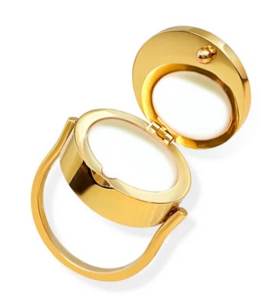 Black Onyx Lip Balm Ring in 14K Gold