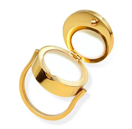Ruby Heart Lip Balm Ring in 14K Gold