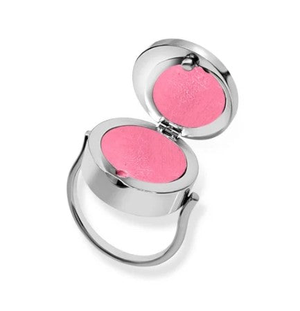 Ruby Heart Lip Balm Ring in Stainless Steel