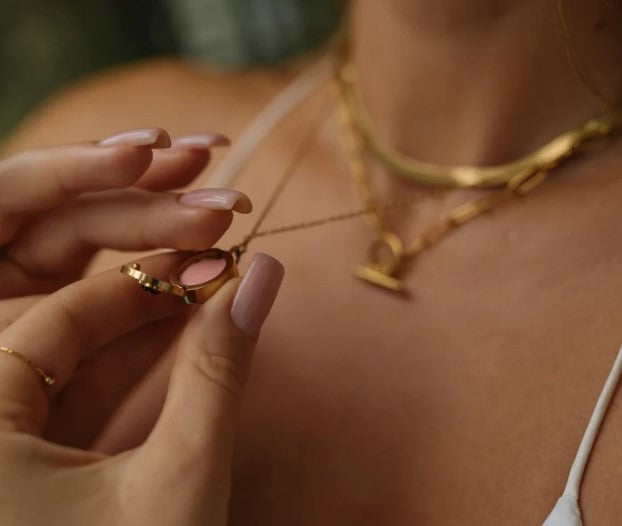 Paris Lip Balm Necklace in 14K Gold