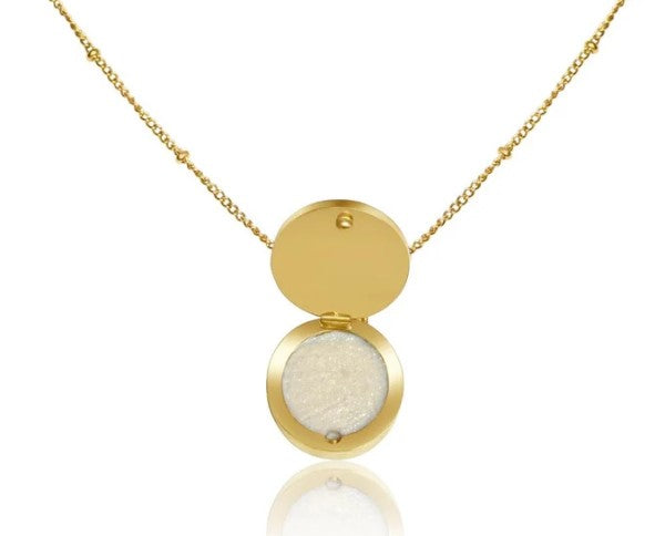Turquoise Lip Balm Necklace in 14K Gold