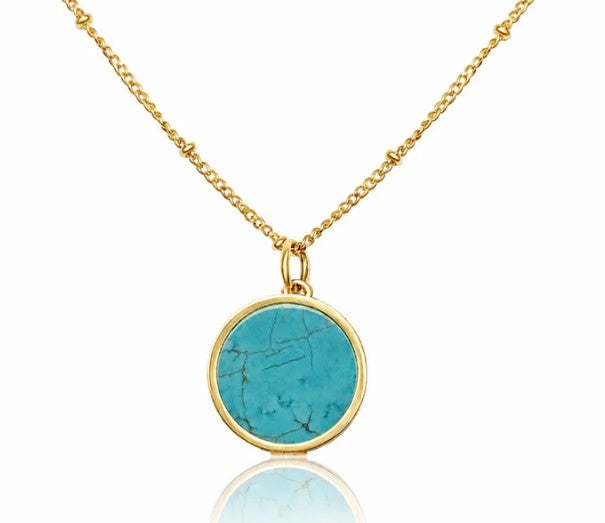 Turquoise Lip Balm Necklace in 14K Gold