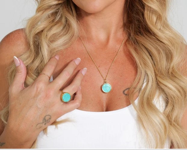 Turquoise Lip Balm Necklace in 14K Gold