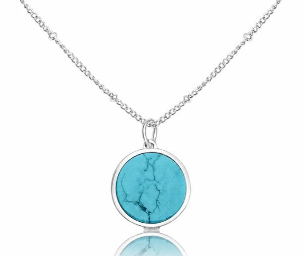 Turquoise Lip Balm Necklace in Stainless Steel