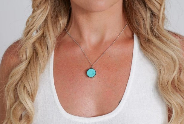 Turquoise Lip Balm Necklace in Stainless Steel