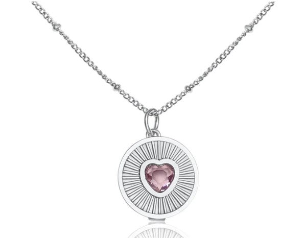 Pink Heart Lip Balm Necklace in Stainless Steel