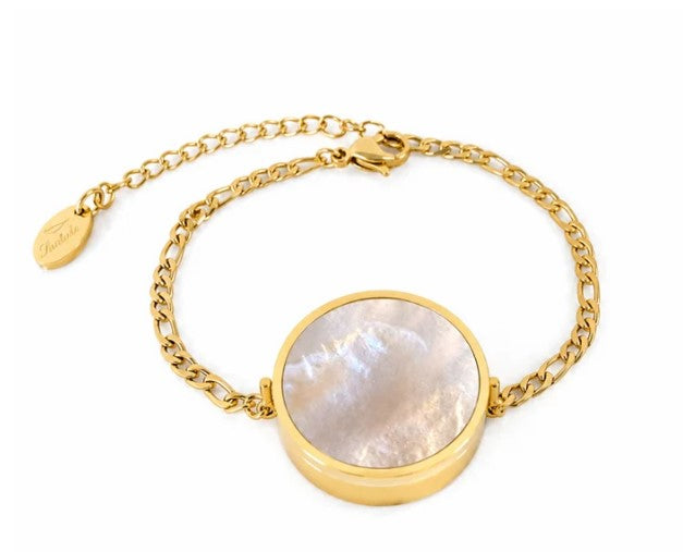 Mother of Pearl Lip Balm Bracelet in 14K Gold