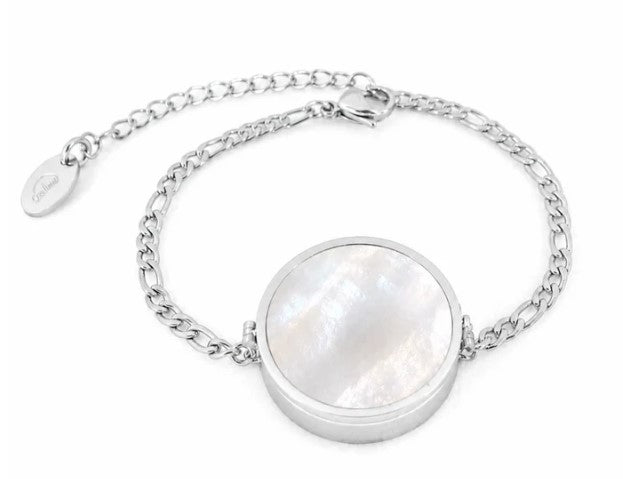 Mother of Pearl Lip Balm Bracelet in Stainless Steel