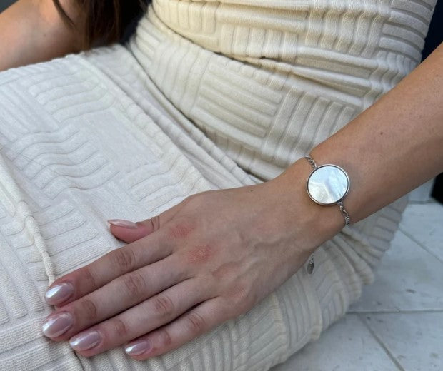 Mother of Pearl Lip Balm Bracelet in Stainless Steel