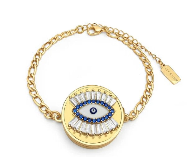 Evil Eye Lip Balm Bracelet in 14K Gold