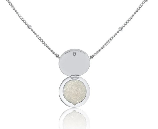 Pink Heart Lip Balm Necklace in Stainless Steel